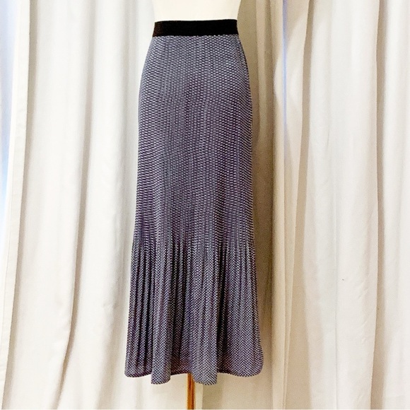 Adrianna Papell Dot Print Pleated Midi Skirt Blue Size Medium - Picture 2 of 4